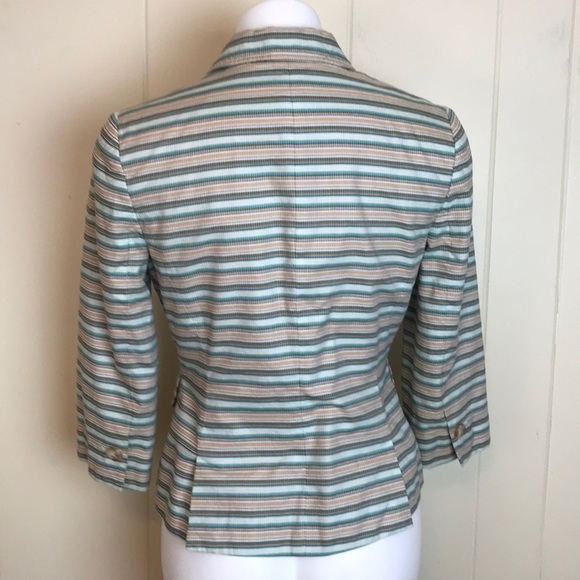Loft 3 Button Cropped Striped Casual Blazer - Picture 4 of 6